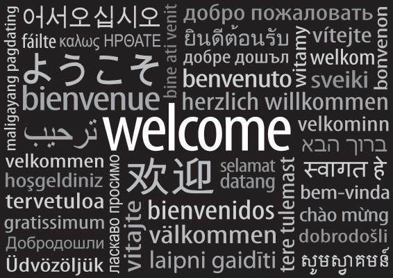 welcome signs in different languages