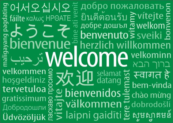 welcome banners in different languages